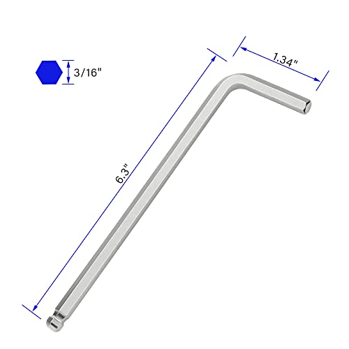 4 PCS 3/16" Ball End Hex Key Allen Wrench, SAE Internal Hexagonal, Wrench L Shaped Long Arm Repairing Tool, CR-V
