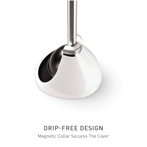 simplehuman Toilet Plunger Set with Magnetic Cover - White, Narrow Flange for Modern Low-Flow Toilets