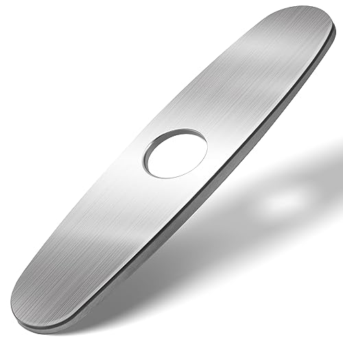 MAYYAYA 10-Inch Kitchen Sink Deck Plate with Brushed Nickel Finish, Faucet Hole Cover