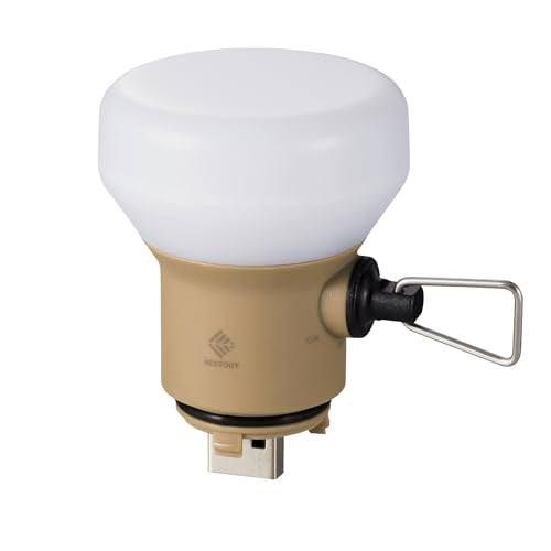 Elecom NESTOUT Beige Outdoor Camping LED Lantern with Tripod, Dimmable USB Light, IP44 Waterproof, 10-350 Lumens