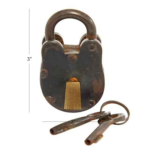 Deco 79 Brass Metal Lock And Key, 2" x 3" x 2", Gray