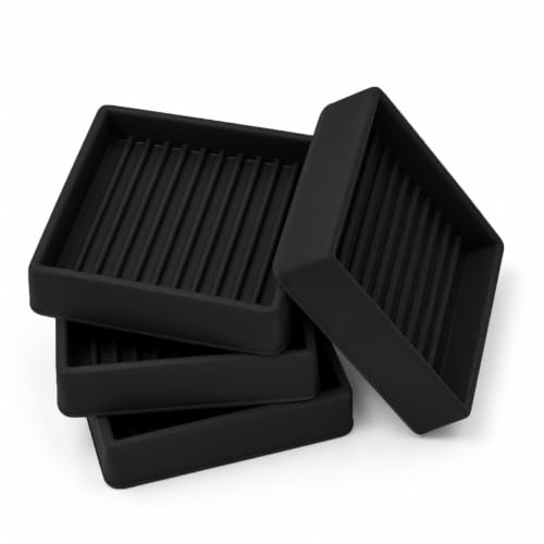 Jayen 2x2 Inch Non-Slip Furniture Caster Cups - 4 Black Floor Protectors