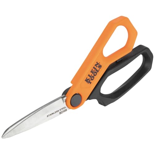 Klein Tools B2109 Heavy Duty Scissors, Multipurpose Utility Shears for Cutting Fabric, Cardboard, Plastic, Metal and More, Stainless Steel, 9-Inch