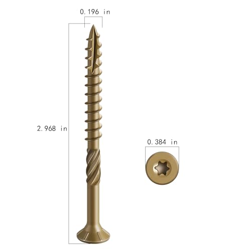 Wensilon Yellow #10 x 3 Inch Exterior Deck Screws 137PCS Bronze Coated Outdoor Wood Fasteners