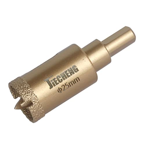 Brazed Diamond 1 inch Hole Saw with Center Drill Bit for Ceramic,Porcelain,Tile,Glass,Granite Quartz,Marble,Gemstone,Dry Drilling 25mm