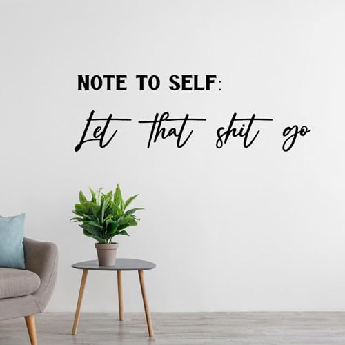 SUPERDANT Funny Bathroom Wall Stickers Toilet Tip Wall Decals Note to Self Let That Shit Go Vinyl Art Decals Funny Toilet Decor DIY Wallpaper Decal for Bathroom Decoration Black 37.7x11.8in