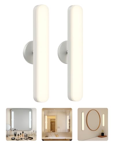 cambk Set of 2 White Vanity Makeup Lights Rechargeable LED Mirror Lighting