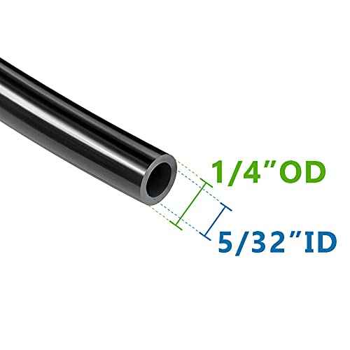 Feelers Pneumatic PU Tubing, 1/4"OD Hose PU Polyurethane Air Hose Tube Line for Air Compressor Water Fluid Transfer Black (9.84 ft)