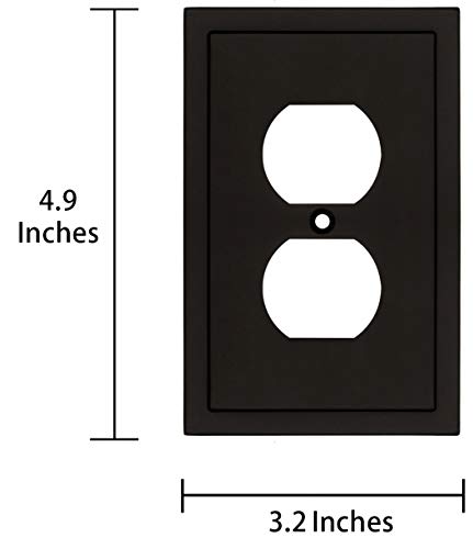 Henne Bery Modern Edge Matte Black Wall Plate Single Duplex 2PK - Zinc Alloy Decor