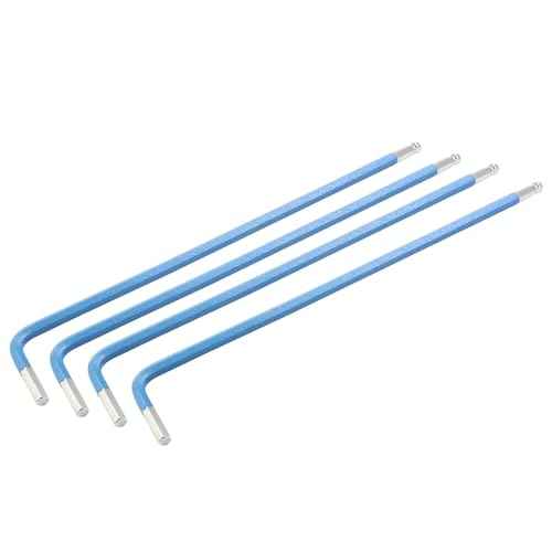 Hordion 4 Pcs 3mm Ball End Hex Key Wrench, L Shaped Long Arm Allen Wrench S2 Steel Repairing Tool for Bicycle Furniture Equipment