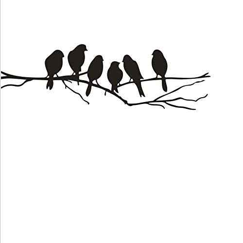 Birds on Tree Branch Wall Sticker ? Nature Scene Vinyl Decal for Bedroom, Living Room, or Window ? DIY Mural Decoration for Home with Removable Design A-146 (Black)