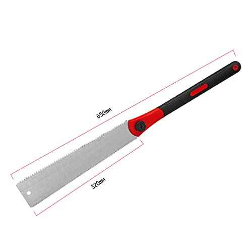 Double Edged Hand Saw, 32cm/12.5¡± Japanese Ryoba Pull Saw Flexible Flush Cut Saw for Fine and Coarse Cutting Woodworking (Red)