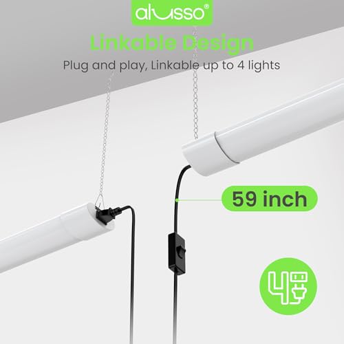 ALUSSO 4FT LED Shop Lights 4800LM 40W 2-Pack, 5 CCT Adjustable, Linkable Garage & Workshop Lighting
