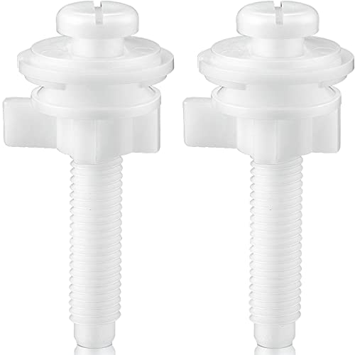 Jetec 2 Pack White Toilet Seat Screws Kit - Plastic Bolts, Nuts & Washers for Replacement