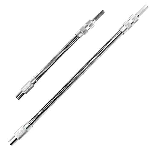 Guyuyii 2 Pcs Flexible Drill Bit Extension - 1/4 Inch Magnetic Hex Shaft, 360¡Æ Rotating Bendable Drill Bit Extender for General Use, Home Repairs, DIY Projects, and Screw Retrieval - 7.9" and 11.8"