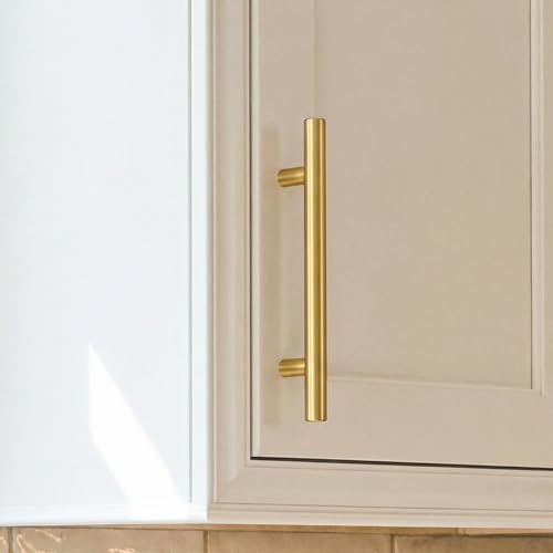 Goldenwarm 10 Pack 3 Inch Gold Cabinet Handles Brushed Gold Pulls with 76mm Hole Centers