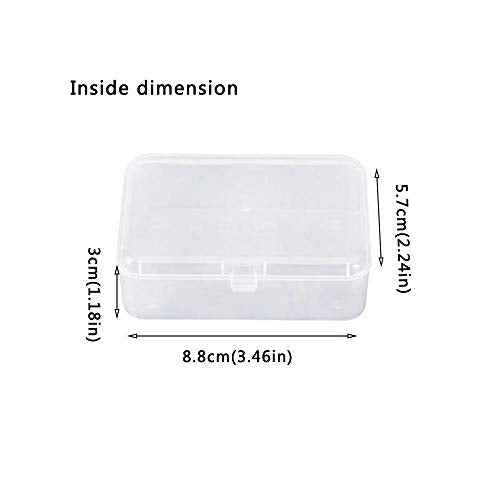 AKOAK Clear Polypropylene Rectangle Mini Storage Containers Box with Hinged Lid for Accessories,Crafts,Learning Supplies,Screws,Drills,Battery,Pack of 4 (3.46" x 2.24" x 1.18")