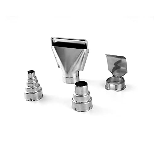 QWORK Heat Gun Nozzles Kits, 4 Pcs Stainless Steel Reflector Nozzle Hot Air Gun Soldering Station Nozzle Tool