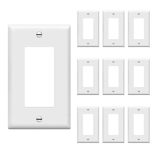 ENERLITES 1-Gang White Decorator Wall Switch & Outlet Plate Cover 10 Pack