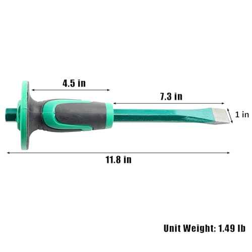 Masonry Chisel With Hand Guard, 12 inches Heavy Duty Flat End Rock Concrete Mortar Stone Chisel for Demolishing Carving Splitting Breaking Hounding