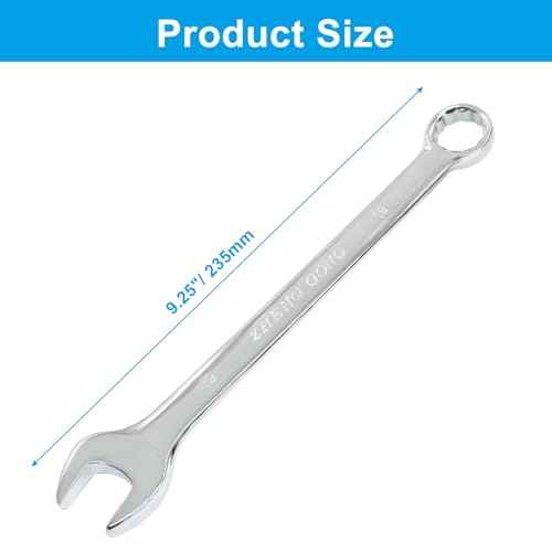 Hordion 19mm Metric Combination Wrench Spanner with 12-Point Box End and Open End Mirror-Chrome Plated High Carbon Steel