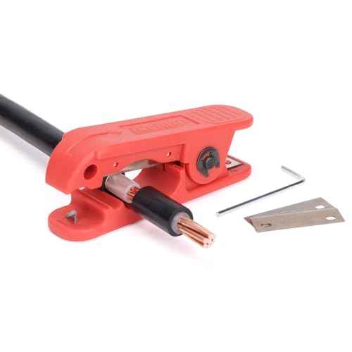 iCrimp Round Cable Stripper for AWG 12 to 4/0, Adjustable Cable Jacket Stripper,Wire Stripping Tool with 2 Spare Blade