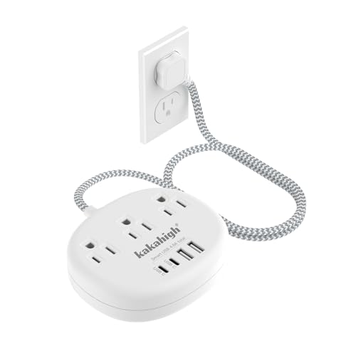 Kakahigh White 5FT USB-C Extension Cord with Surge Protection