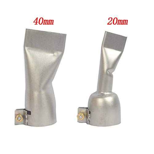 20mm+40mm Flat Wide Mouth Tubular Welding Nozzle Replacement for Vinyl PVC Plastic Hot Air Welder Heat Gun, Stainless Steel Heat Resisting