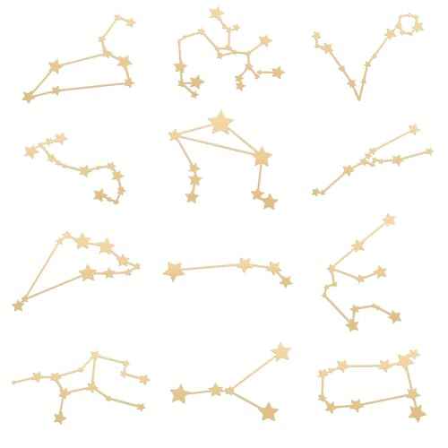 OLYCRAFT 12Pcs Orgonite Sticker 12 Constellation Sticker Energy Tower Decorate Stickers Self Adhesive Golden Metal Stickers for Scrapbooks DIY Resin Crafts Phone & Water Bottle Decor - 1.6x1.6 Inch