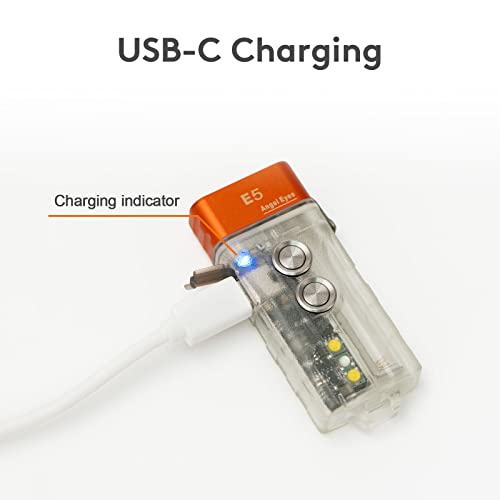RovyVon E5 EDC Flashlight USB C Rechargeable, AAA Battery Compatible, 4000K High CRI Flat Keychain Light, Dual Power Sources for Camping Hiking (White+Red Sidelights)