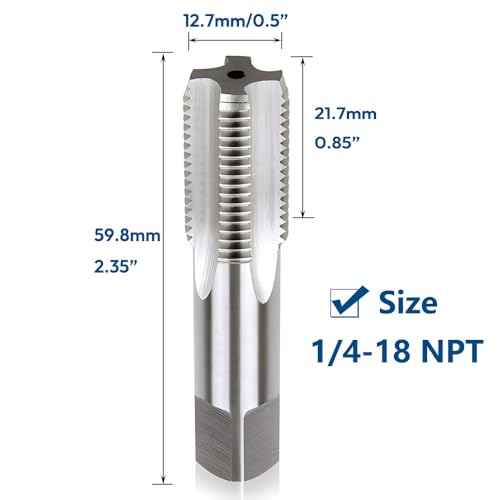 2pcs 1/4"-18 NPT Pipe Tap Set, High Speed Steel Tapered Pipe Thread Tap for Cleaning or Re-Thread Damaged or Jam Pipe Threads