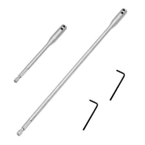 4 Pieces 1/4 Drill Bit Extension Set 6 and 12 Inches with 2 Pieces Key Wood Spade Drill Bit Extension for Electric Tool Accessories Wood Turners Furniture Carpentry and Construction