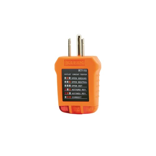 Klein Tools RT110 Outlet Tester - Receptacle Tester for North American Outlets, 3-Wire, AC Voltage, Safety Certified, Durable & Easy to Use