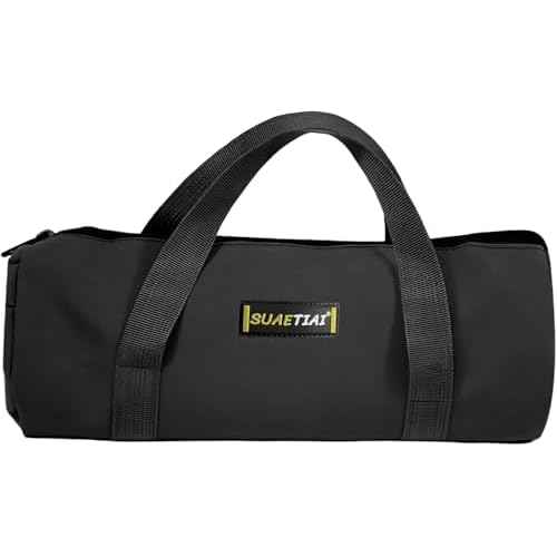 14 Inch Small Tool Bags for Men,Wide Mouth Zipper Tool Storage Bag,Large Capacity Canvas Tool Tote Bag,Portable Multi-Function Tool bag for Storage Wrenches,Screwdrivers,Repair Tools (Black)