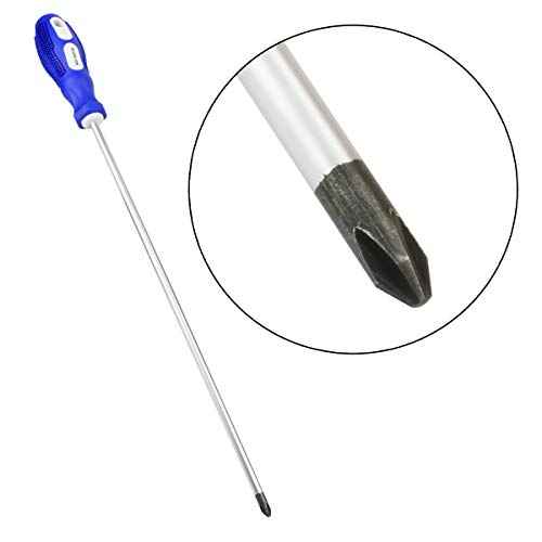 12'' Inch Long Phillips Screwdriver, 2 Pack, 6mm Magnetic Tip, Chrome Vanadium Steel, Blue, Silver, White
