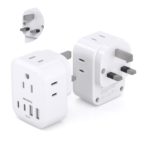 HANYCONY US to UK Plug Adapter Type G for Travel, 2 Pack - UK Ireland Version