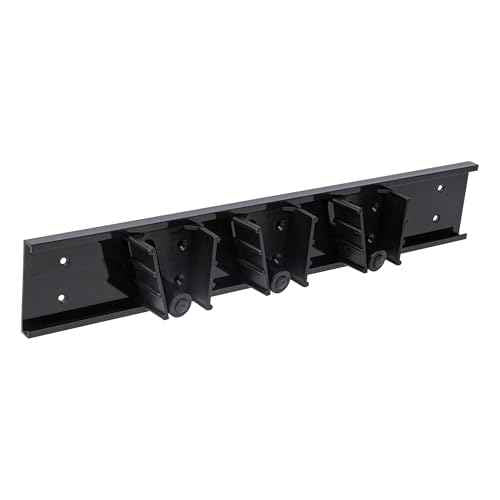 Restaurantware 17.7 Inch Snap-In Design Mop Holder, Black Plastic, 3 Customizable Slots, Screws Included