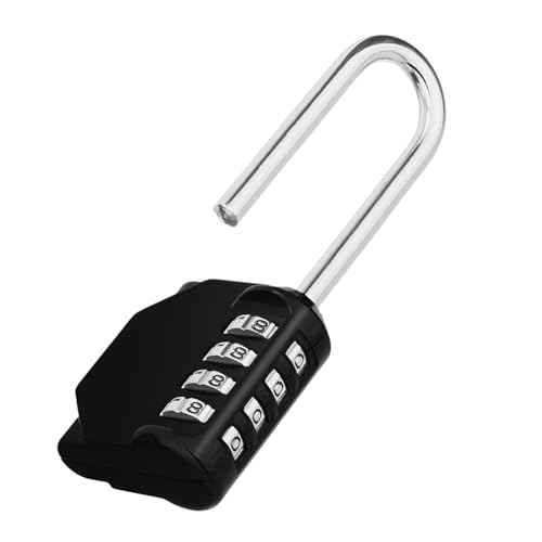 ZHEGE Long Shackle Padlock, 4 Digit Combination Lock, Resettable Combo Lock for School, Gym Employee Locker, Outdoor, Fence (Black)