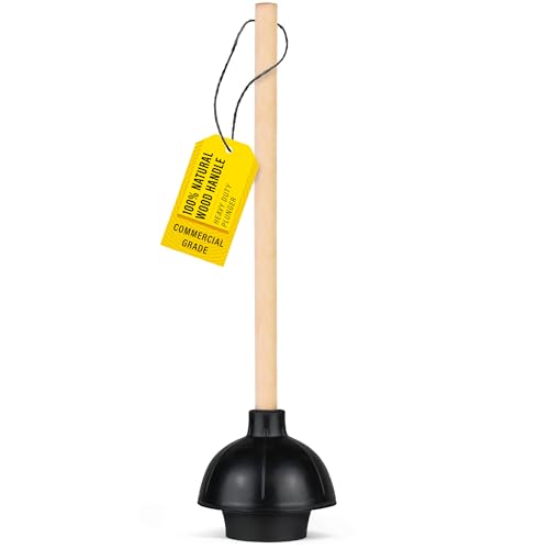 SteadMax Heavy Duty Toilet Plunger - 22 inch Double Thrust Rubber Cup, Pack of 1
