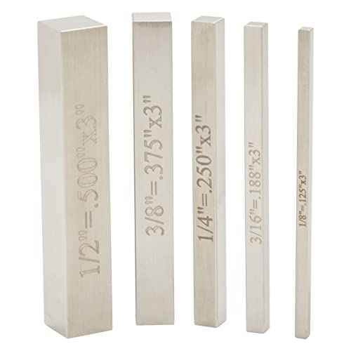Precision Gauge Block Set - 5-Piece, 1/8 to 1/2 in - Stainless Steel Table Saw & Woodworking Setup Blocks