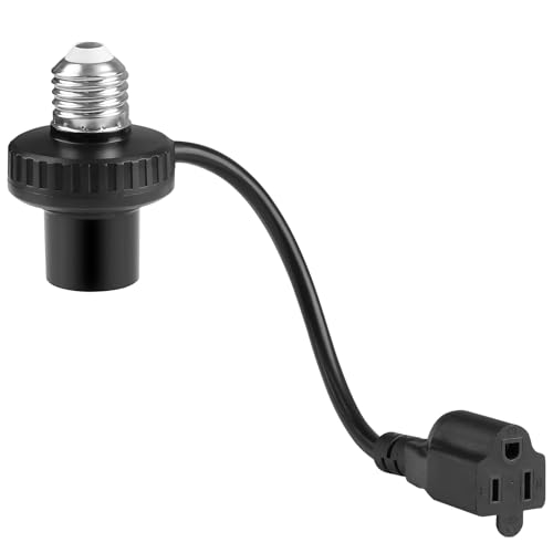 UYODM 1 Pack 3 in 1 Light Socket Outlet Adapter with Extension Cord - Supports E26/E27, 3-Prong, Black (Variation 1)