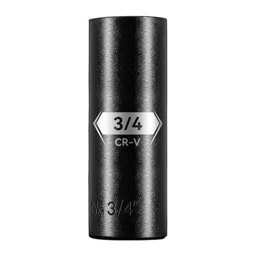 1/2 Inch Drive 6-Point Deep Socket, 3/4 Inch Deep Impact Socket, CR-V Steel