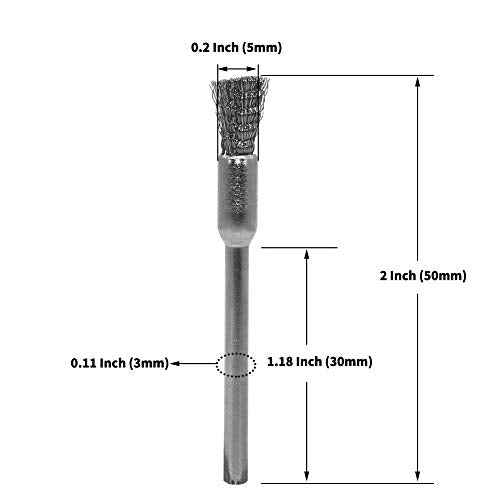 20 pcs Steel Cleaning End Brushes Pen 1/5¡È(5mm) x 1/8¡È(3mm) Wire Brush Rust Paint Removal Bits Polishing Rotary Tools