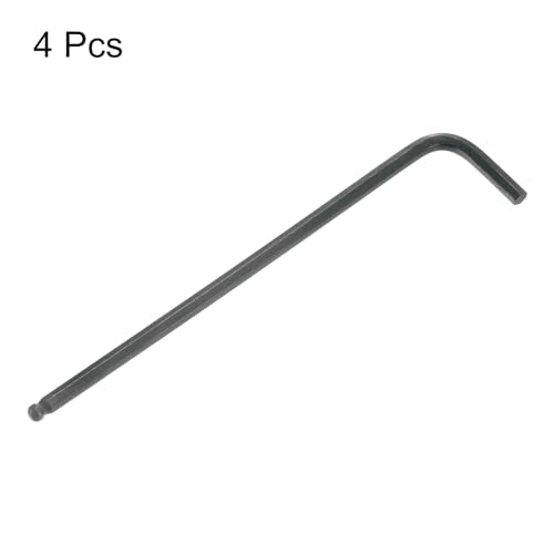HARFINGTON 4pcs Ball End Hex Key Wrench 1/8" L-Shape Long Arm Hexagon SAE Wrenches Chrome Vanadium Steel Repairing Tool for Home Repair Black