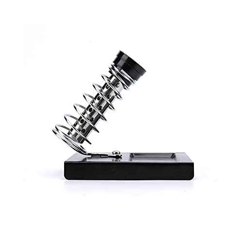 Soldering Iron Holder,Soldering Iron Stand Spring Holders Support Solder with Brass Wool Soldering Tip Cleaner and Cleaning Sponge, Black, Medium