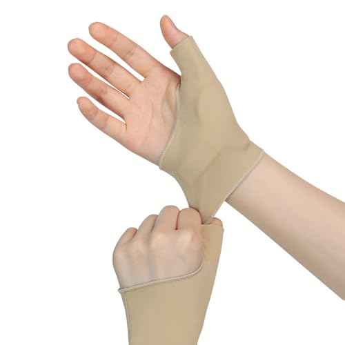 Thumb Wrist Brace Compression Sleeve for Women and Men, Soft Elastic Fabric Thumb Splint Glove Liner for Arthritis Pain Relief Protector Support - Left and Right Hand (Large)