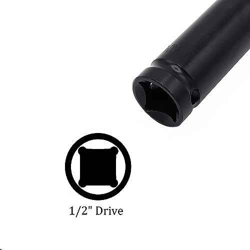 1/2" Drive by 17mm Deep Impact Socket, Heat-Treated CR-V Steel 6" Length, 6-Point Metric Size (17mm)