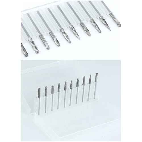 10 Pcs Carbide Burr Set 1/8" Shank Compatible with Dremel Bits Rotary Tools Attachment Kit Rasp Drill File Accessories Metal Wood Stone Steel Grinding Carving Cutting Polishing Solid Tungsten