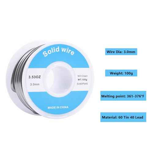 100g 60/40 3mm Solder Wire Solid Core 3.53oz for Stained Glass