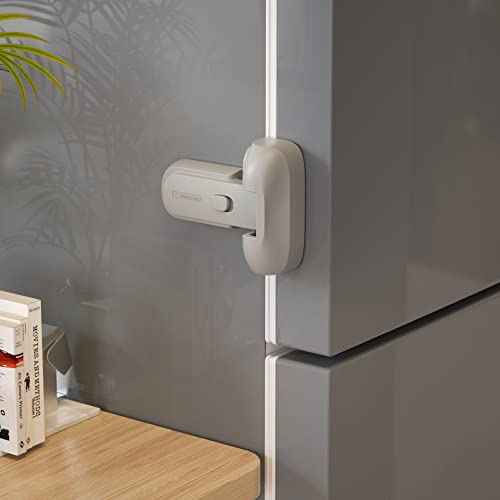 Mom's Choice Gold Awards Winner - EUDEMON 1 Pack Updated Child Proof Refrigerator/Fridge/Freezer Door Lock Apply to Max 1"(25mm) Sealing Strip for Toddlers and Kids, no Tools Need or Drill (Grey)